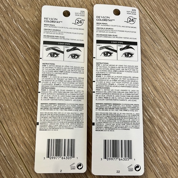 *NEW* (2 pack) Revlon Colorstay Waterproof Brow Pencil - Soft Black 225 - Picture 2 of 8